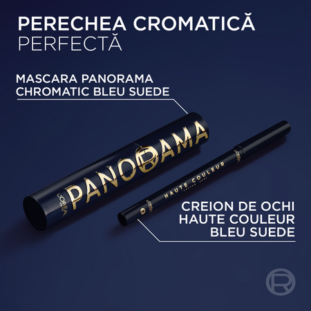 Mascara pentru volum Nuanta Bleu Suede Panorama Chromatic by Volume Million Lashes, 9.9 ml, Loreal 687336