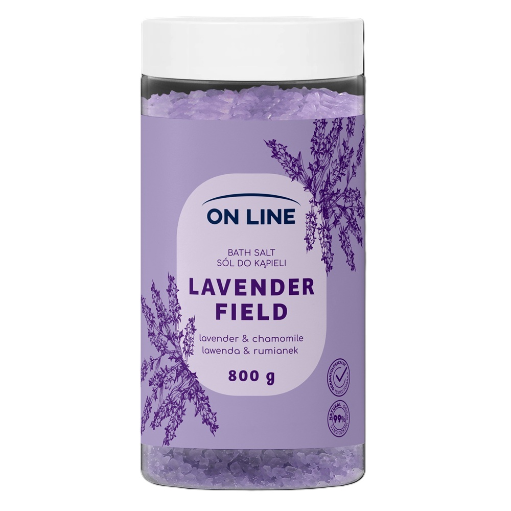 Sare de baie cu lavanda si musetel Lavender Field, 800 g, On Line