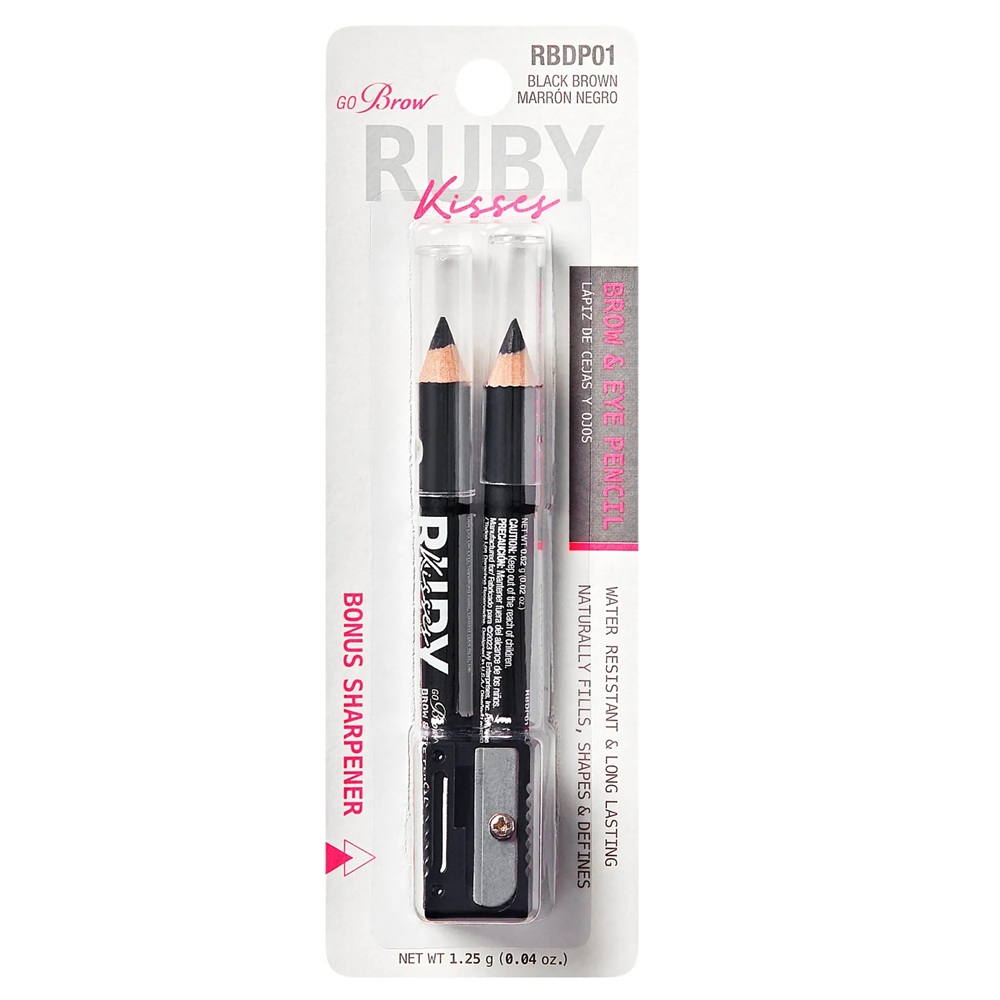 Creion pentru ochi si sprancene Go Brow Duo Black, 2x0.62 g, Ruby Kisses