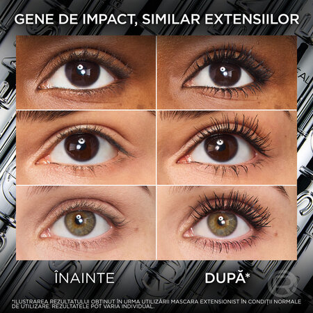 Mascara pentru alungire si curbare Nuanta Black Telescopic Extensionist, 9.9 ml, Loreal 687401