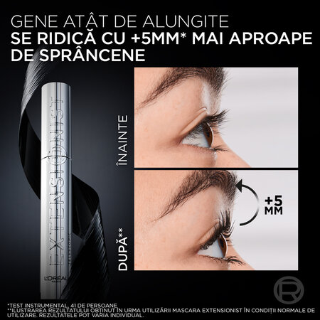 Mascara pentru alungire si curbare Nuanta Black Telescopic Extensionist, 9.9 ml, Loreal 687402