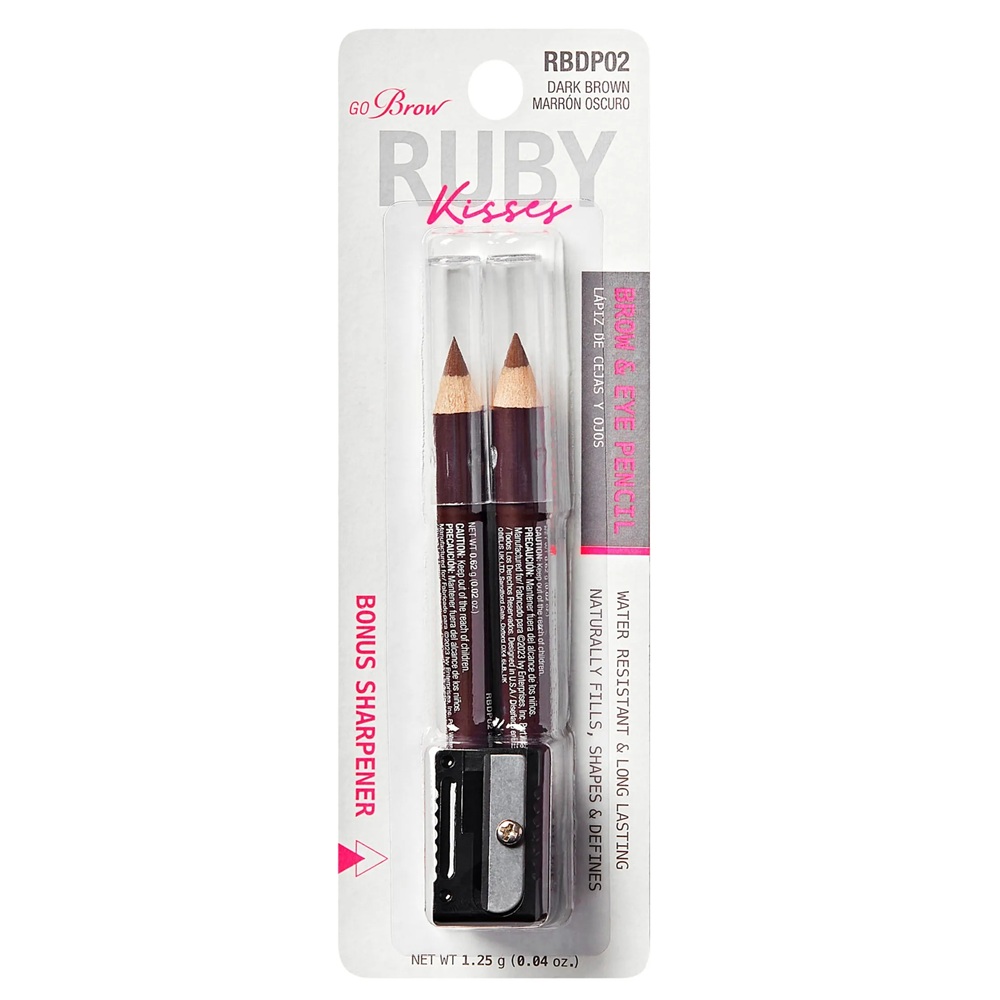 Creion pentru ochi si sprancene Go Brow Duo Dark Brown, 2x0.62 g, Ruby Kisses