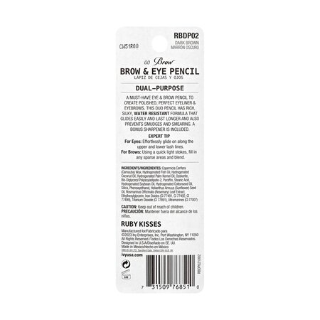 Creion pentru ochi si sprancene Go Brow Duo Dark Brown, 2x0.62 g, Ruby Kisses 687410