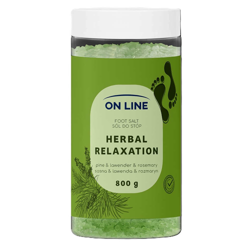 Sare de baie pentru picioare cu pin, lavanda si rozmarin Herbal Relaxation, 800 g, On Line