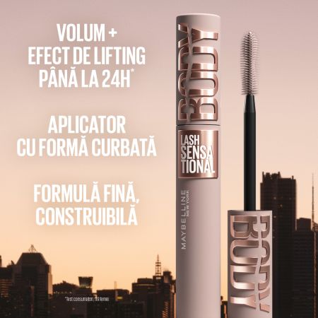 Mascara pentru gene alungite si volum intens Nunata Black Lash Sensational Body, 9 ml, Maybelline 687487