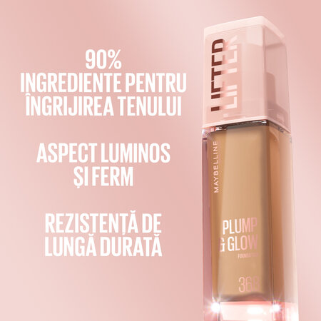 Fond de ten iluminator Nuanta 120 Lifter Plump & Glow, 30 ml, Maybelline 687627