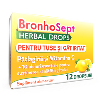 Herbal Drops pentru tuse si gat iritat BronhoSept, 12 dropsuri, Justin Pharma