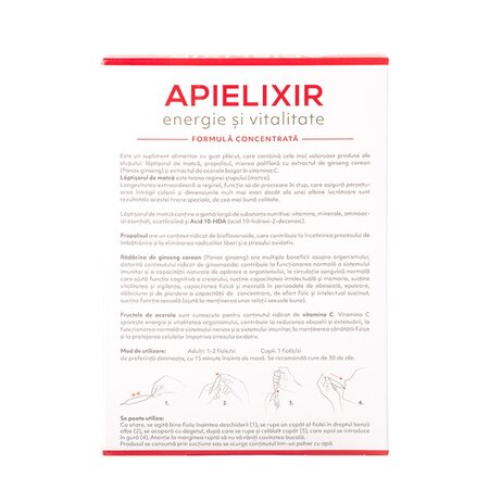 Energie si vitalitate Apielixir, 20 fiole x 10 ml, Albina Carpatina 753671