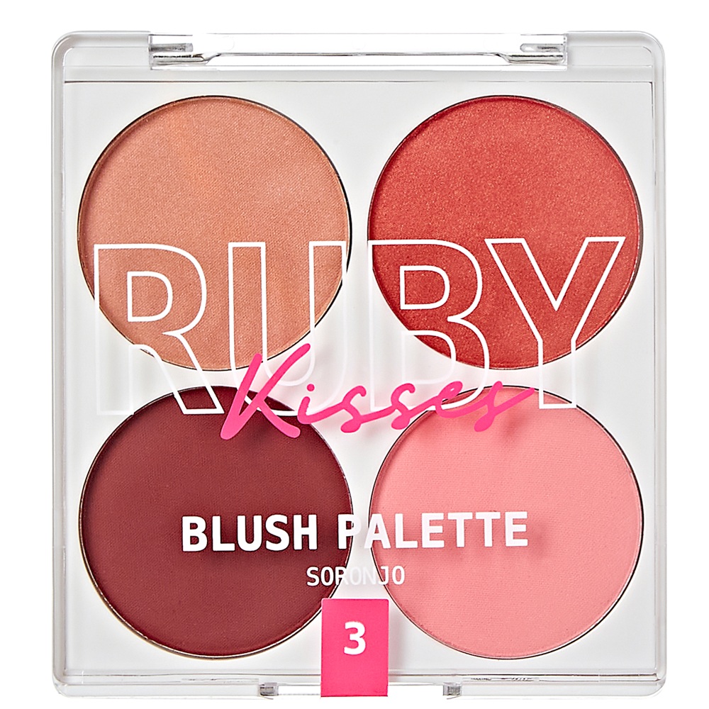 Paleta de farduri pentru obraz Blush Palette Partyin Bare, 4x3.7 g, Ruby Kisses