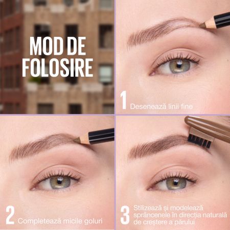 Creion pentru definirea sprancenelor Nuanta 04 Medium Brown Quick Shaper, 1 g, Maybelline 687854