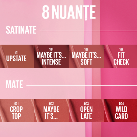 Ruj-serum satinat cu efect hidratant Nuanta 108 Fit Check, 4.5 g, Maybelline 688448