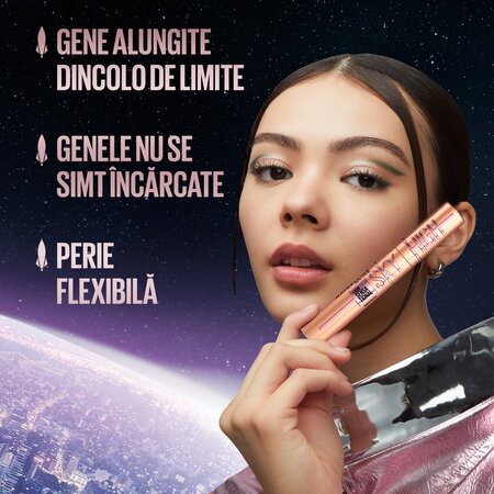 Mascara pentru volum si alungire Nuanat Rose Gold Glitz Lash Sensational Sky High, 7.2 ml, Maybelline 688305