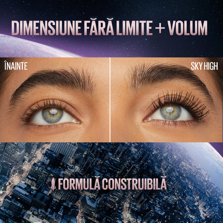 Mascara pentru volum si alungire Nuanat Rose Gold Glitz Lash Sensational Sky High, 7.2 ml, Maybelline 688306