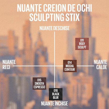 Creion de ochi smokey cu doua capete Nuanta 011 Rosy Sculpt Sculpting Stix, 0.7 g, Maybelline 688324