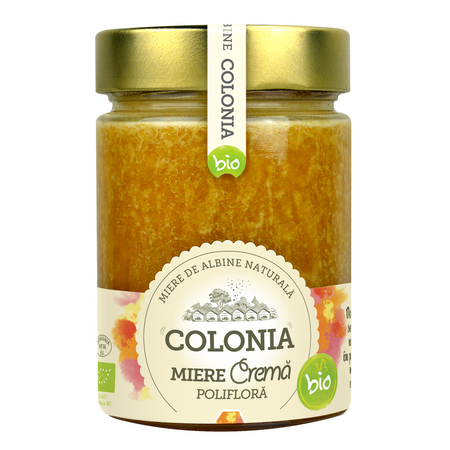 Miere crema bio poliflora Colonia, 420 g, Evicom Honey