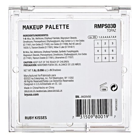 Paleta de farduri Makeup Palette Topaz, 14.4 g, Ruby Kisses 688200