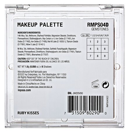 Paleta de farduri Makeup Palette Gemstones, 14.4 g, Ruby Kisses 688204