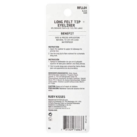 Tus de ochi Long Felt Tip Black, 1.2 ml, Ruby Kisses 688207
