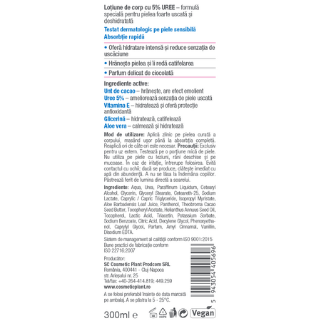 Lotiune de corp intens hidratanta cu 5% uree Active Care, 300 ml, Cosmetic Plant 712861