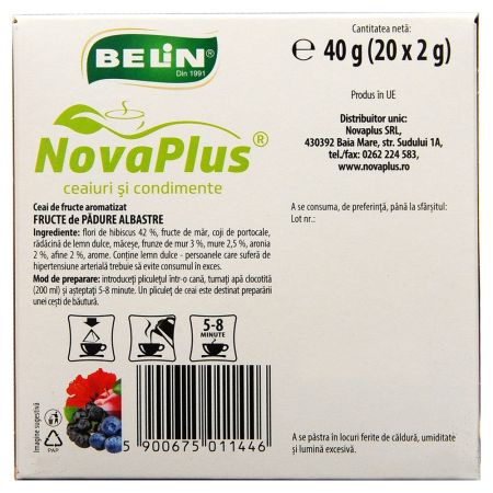 Ceai cu fructe de padure albastre, 20 plicuri, Belin 688291