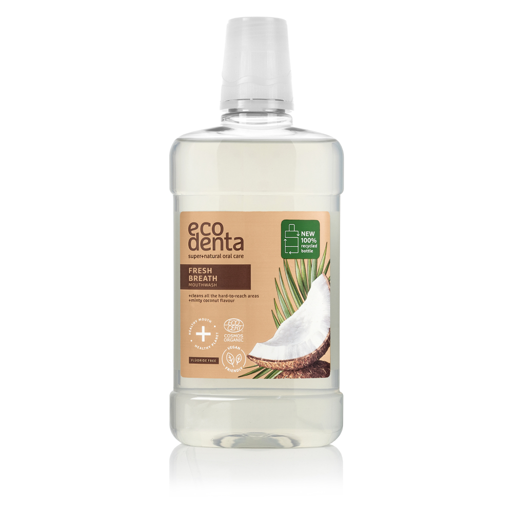 Apa de gura cu aroma de cocos si menta Fresh Breath, 500 ml, Ecodenta
