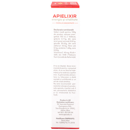 Energie si vitalitate Apielixir, 10 fiole x 10 ml, Albina Carpatina 723475