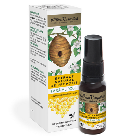 Extract natural de propolis fara alcool, 20 ml, Albina Carpatina 722130