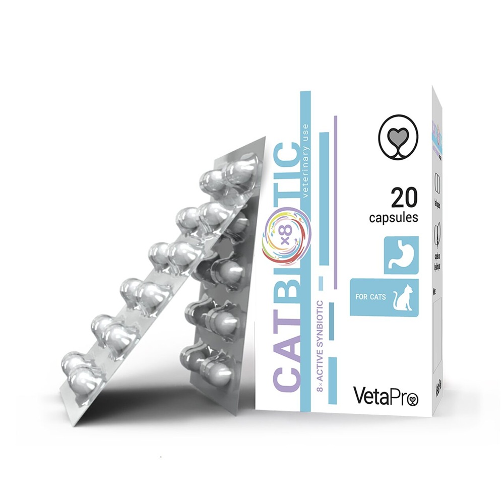 Supliment cu prebiotice pentru pisici Catbiotic Digestiv, 20 capsule, Vetapro