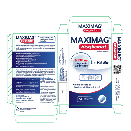 MaxiMag Bisglicinat, 60 comprimate, Zdrovit 707475