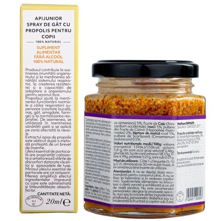 Api Junior imunizant si vitaminizant 200g + spray de gat cu propolis 20 ml, Albina Carpatina 723487