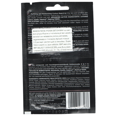 Masca faciala purifianta si hidratanta Hydra Deep Detox Facemed+, 2 x 5 ml, Eveline Cosmetics 728299