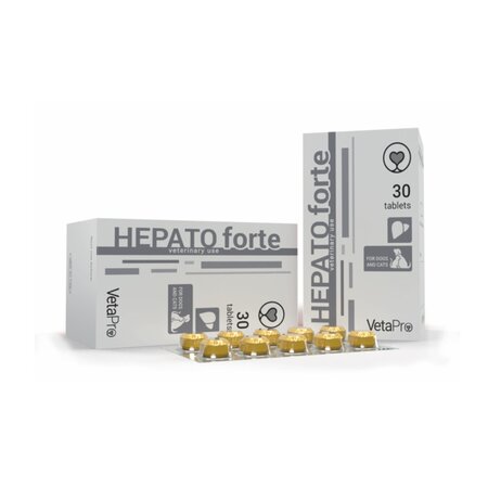 Supliment hepatic pentru caini si pisici Hepato Forte, 30 tablete, Vetapro 689257