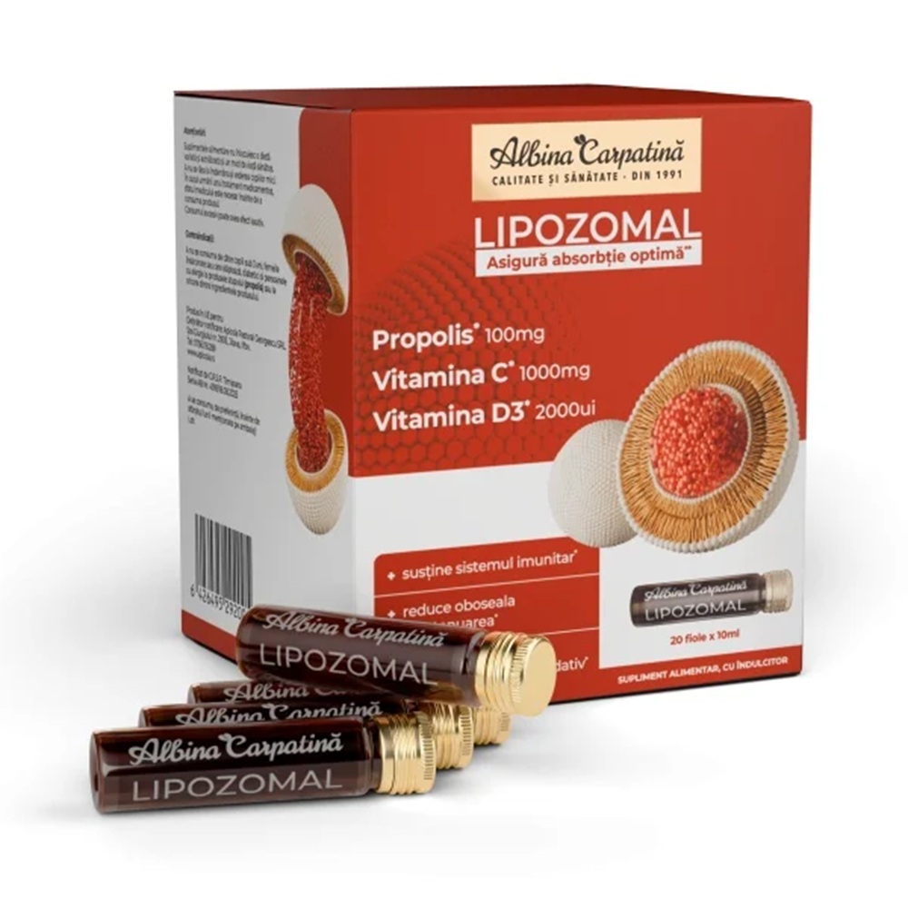 Lipozomal Propolis, Vitamina C si Vitamina D3, 20 fiole, Albina Carpatina