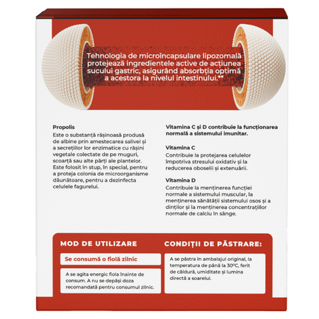 Lipozomal Propolis, Vitamina C si Vitamina D3, 20 fiole, Albina Carpatina 722281