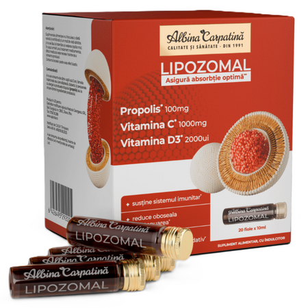 Lipozomal Propolis, Vitamina C si Vitamina D3, 20 fiole, Albina Carpatina