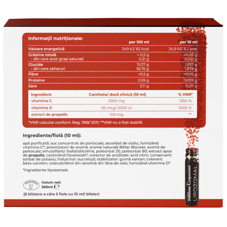 Lipozomal Propolis, Vitamina C si Vitamina D3, 30 fiole, Albina Carpatina 722260