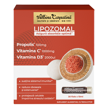 Lipozomal Propolis, Vitamina C si Vitamina D3, 30 fiole, Albina Carpatina 722257