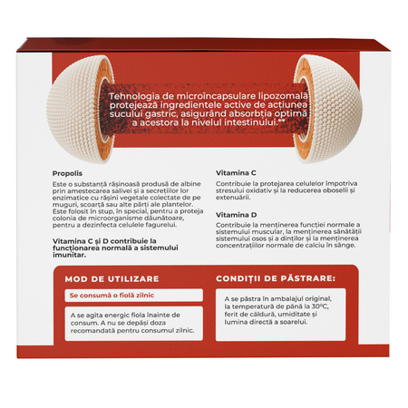 Lipozomal Propolis, Vitamina C si Vitamina D3, 30 fiole, Albina Carpatina 722259
