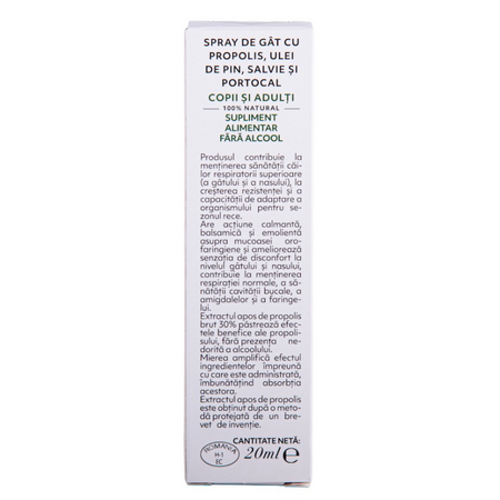 Spray de gat cu propolis, ulei de pin, salvie si portocal, 20 ml, Albina Carpatina 722025