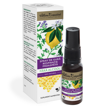 Spray de gura respiratie proaspata fara alcool, 20 ml, Albina Carpatina 722047
