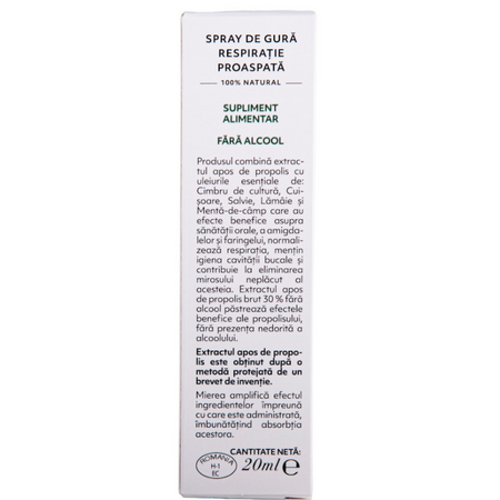 Spray de gura respiratie proaspata fara alcool, 20 ml, Albina Carpatina 722048
