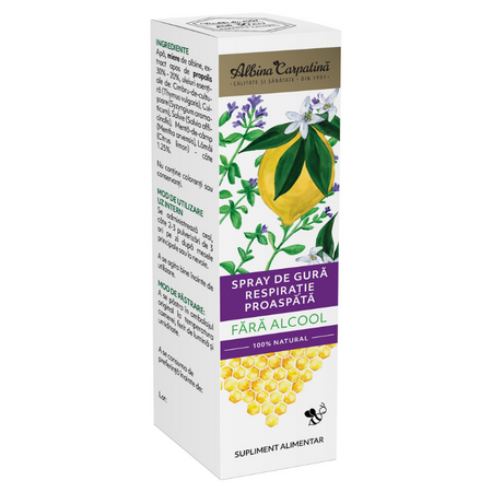 Spray de gura respiratie proaspata fara alcool, 20 ml, Albina Carpatina