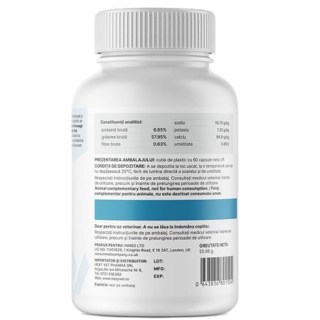 Supliment pentru caini si pisici cu probleme neurologice sau osteoarticulare Neurohes, 60 capsule, Hexy Vet 689301