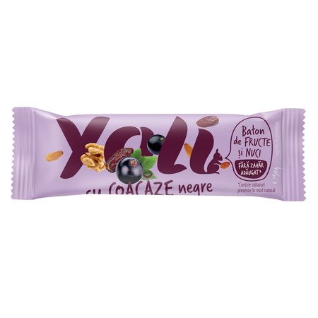 Baton cu nuci caju, migdale si coacaze negre, 30 g, Yoli