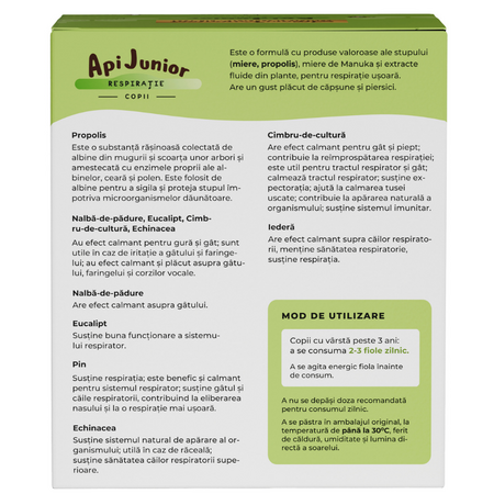 Respiratie copii Apijunior, 20 fiole, Albina Carpatina 722334