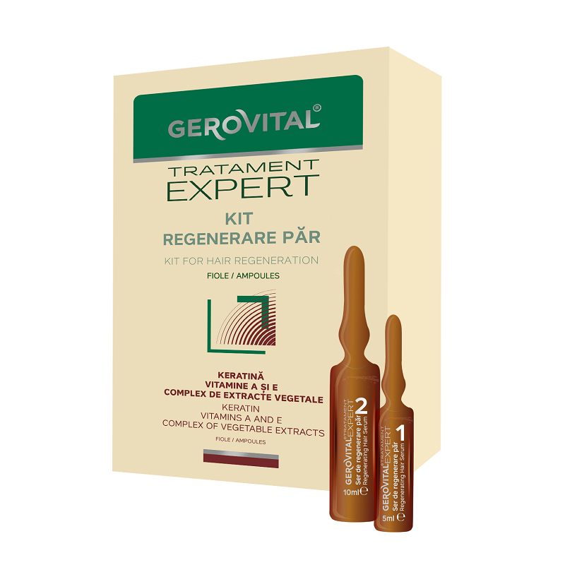 Kit regenerare par Tratament Expert, 10 fiole x 10 ml, 10 fiole x 5 ml, Gerovital