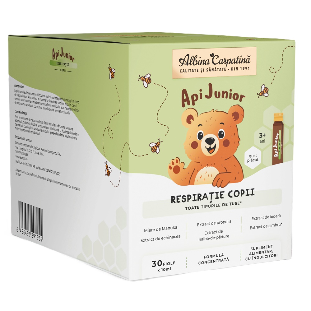 Apijunior Respiratie, 30 fiole, Albina Carpatina