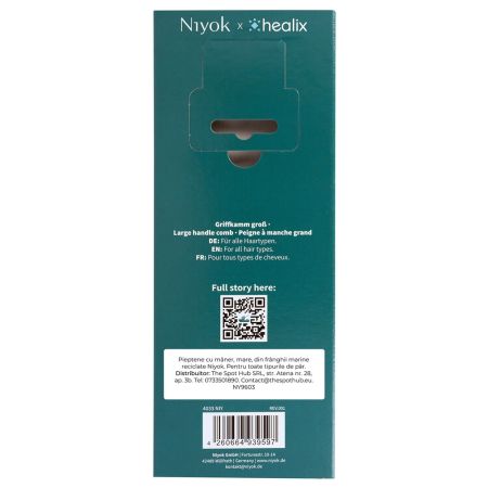 Pieptan mare cu maner din materiale reciclate Comb Recycled, 1 bucata, Niyok 711846