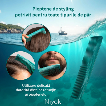 Pieptan din materiale reciclate pentru styling Comb Recycled, 1 bucata, Niyok 756338