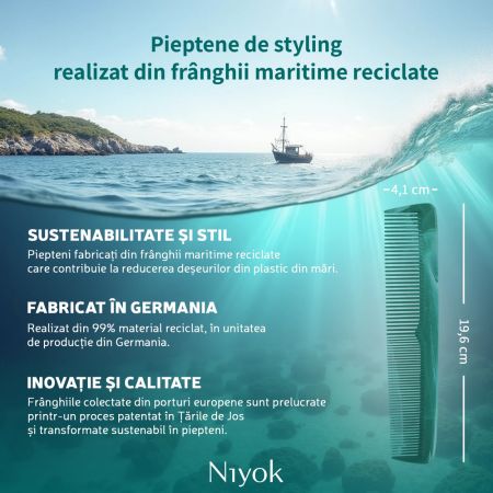 Pieptan din materiale reciclate pentru styling Comb Recycled, 1 bucata, Niyok 689530